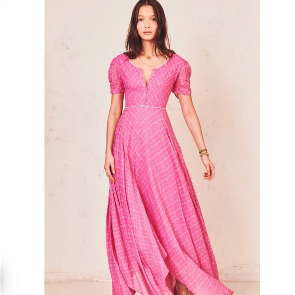 loveshackfancy coralie maxi dress fuchsia berry